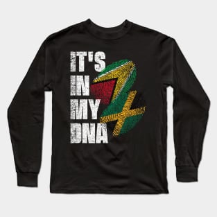 Jamaican And Guyanese Mix DNA Flag Heritage Long Sleeve T-Shirt